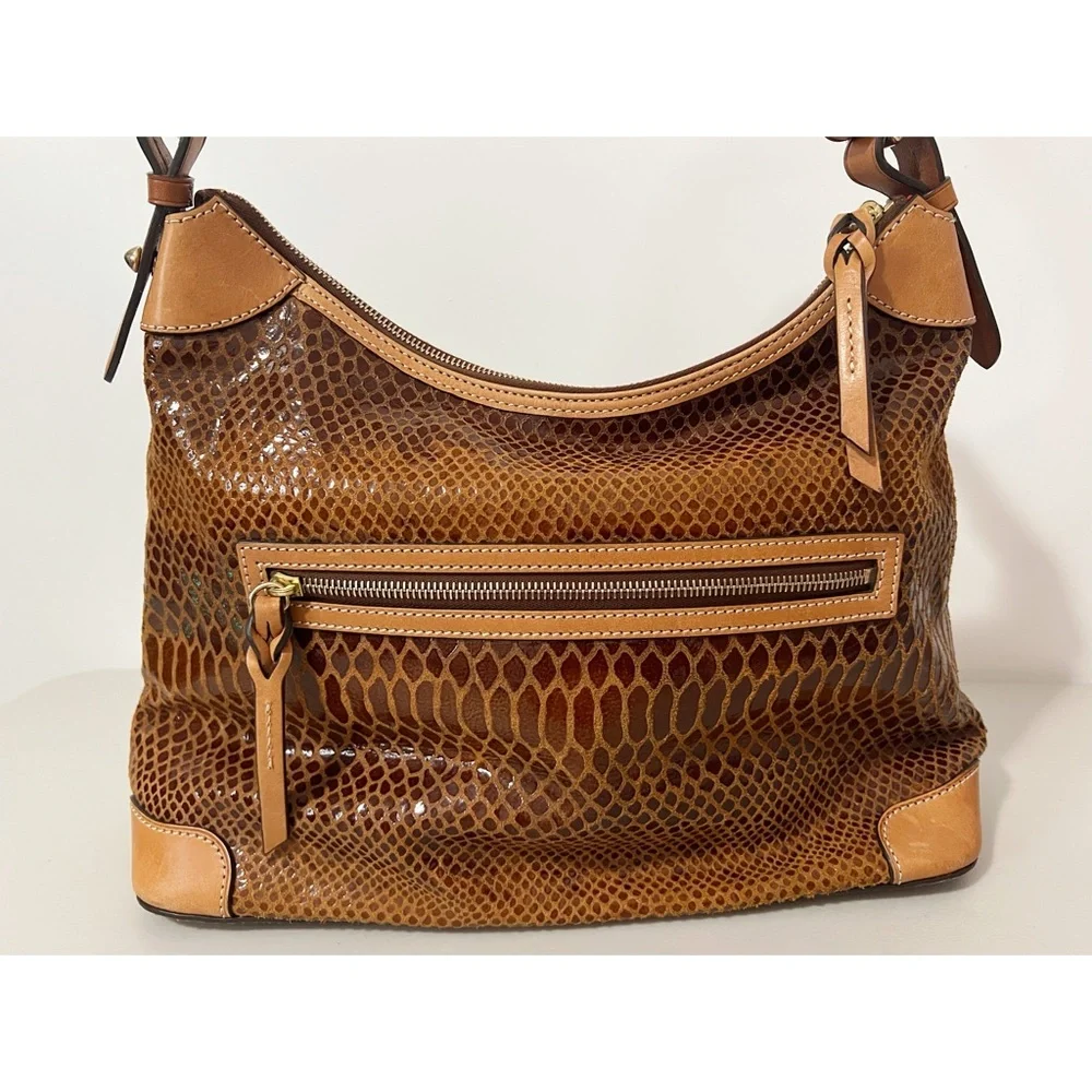 Dooney & Bourke Brown Embossed Snakeskin Shoulder Handbag - Picture 4 of 11